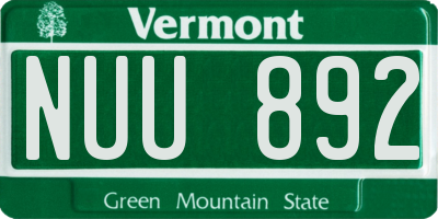 VT license plate NUU892