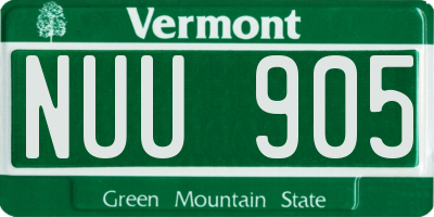 VT license plate NUU905