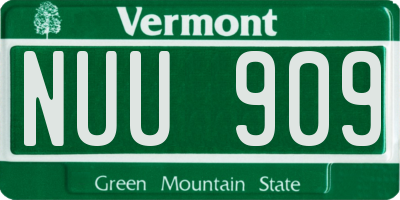VT license plate NUU909