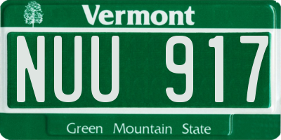 VT license plate NUU917