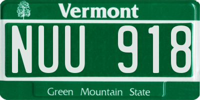 VT license plate NUU918