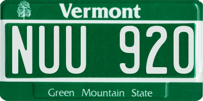 VT license plate NUU920