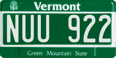 VT license plate NUU922