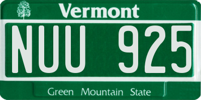 VT license plate NUU925