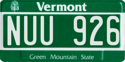 VT license plate NUU926