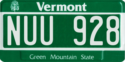 VT license plate NUU928
