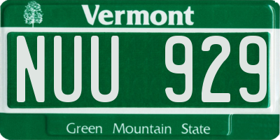 VT license plate NUU929
