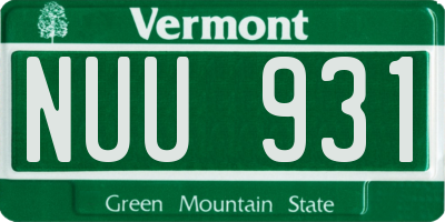 VT license plate NUU931
