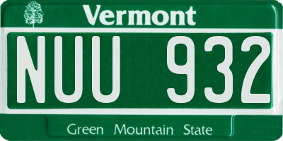 VT license plate NUU932