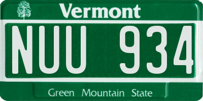VT license plate NUU934