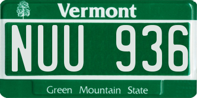 VT license plate NUU936