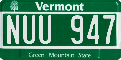 VT license plate NUU947