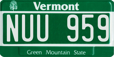 VT license plate NUU959