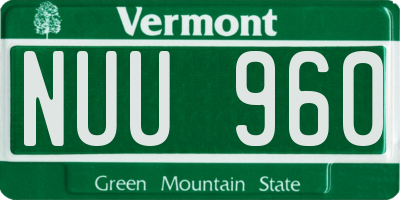 VT license plate NUU960