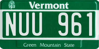 VT license plate NUU961