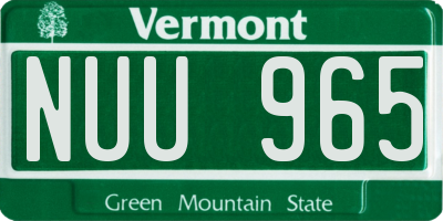VT license plate NUU965