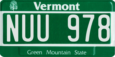 VT license plate NUU978