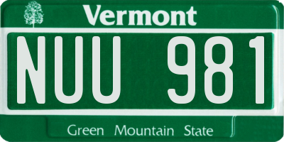 VT license plate NUU981