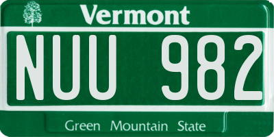 VT license plate NUU982