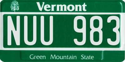 VT license plate NUU983