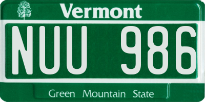VT license plate NUU986
