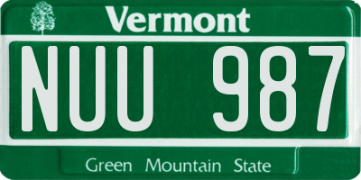 VT license plate NUU987