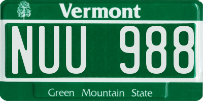 VT license plate NUU988