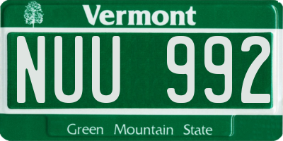 VT license plate NUU992