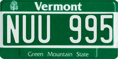 VT license plate NUU995