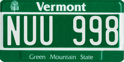 VT license plate NUU998