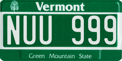 VT license plate NUU999