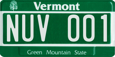 VT license plate NUV001