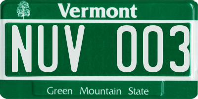VT license plate NUV003