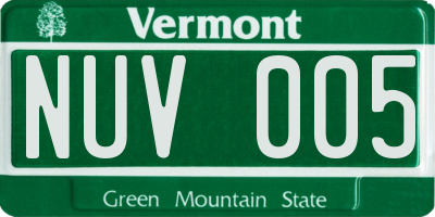 VT license plate NUV005