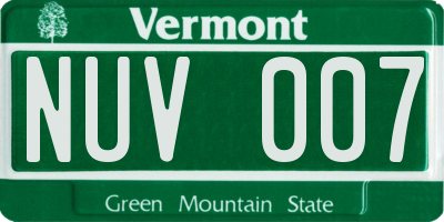 VT license plate NUV007