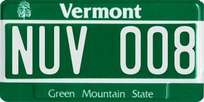 VT license plate NUV008