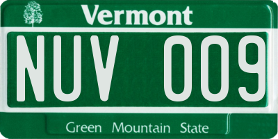 VT license plate NUV009