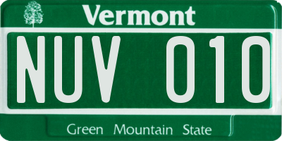 VT license plate NUV010