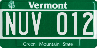 VT license plate NUV012