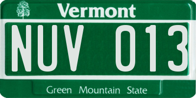 VT license plate NUV013