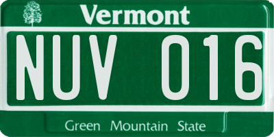 VT license plate NUV016