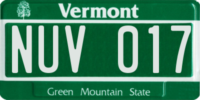 VT license plate NUV017