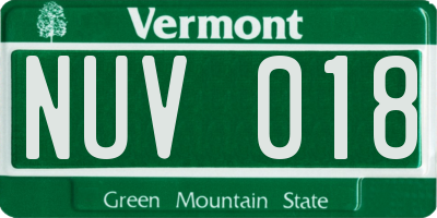 VT license plate NUV018