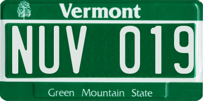 VT license plate NUV019