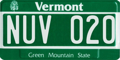 VT license plate NUV020