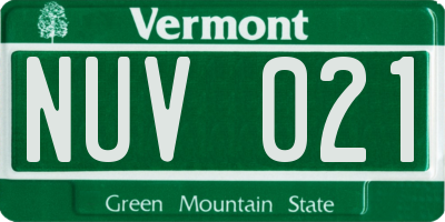 VT license plate NUV021