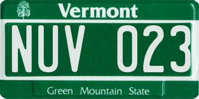 VT license plate NUV023