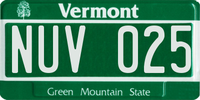 VT license plate NUV025