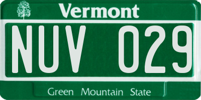 VT license plate NUV029