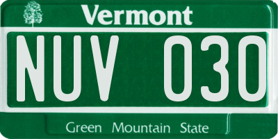 VT license plate NUV030
